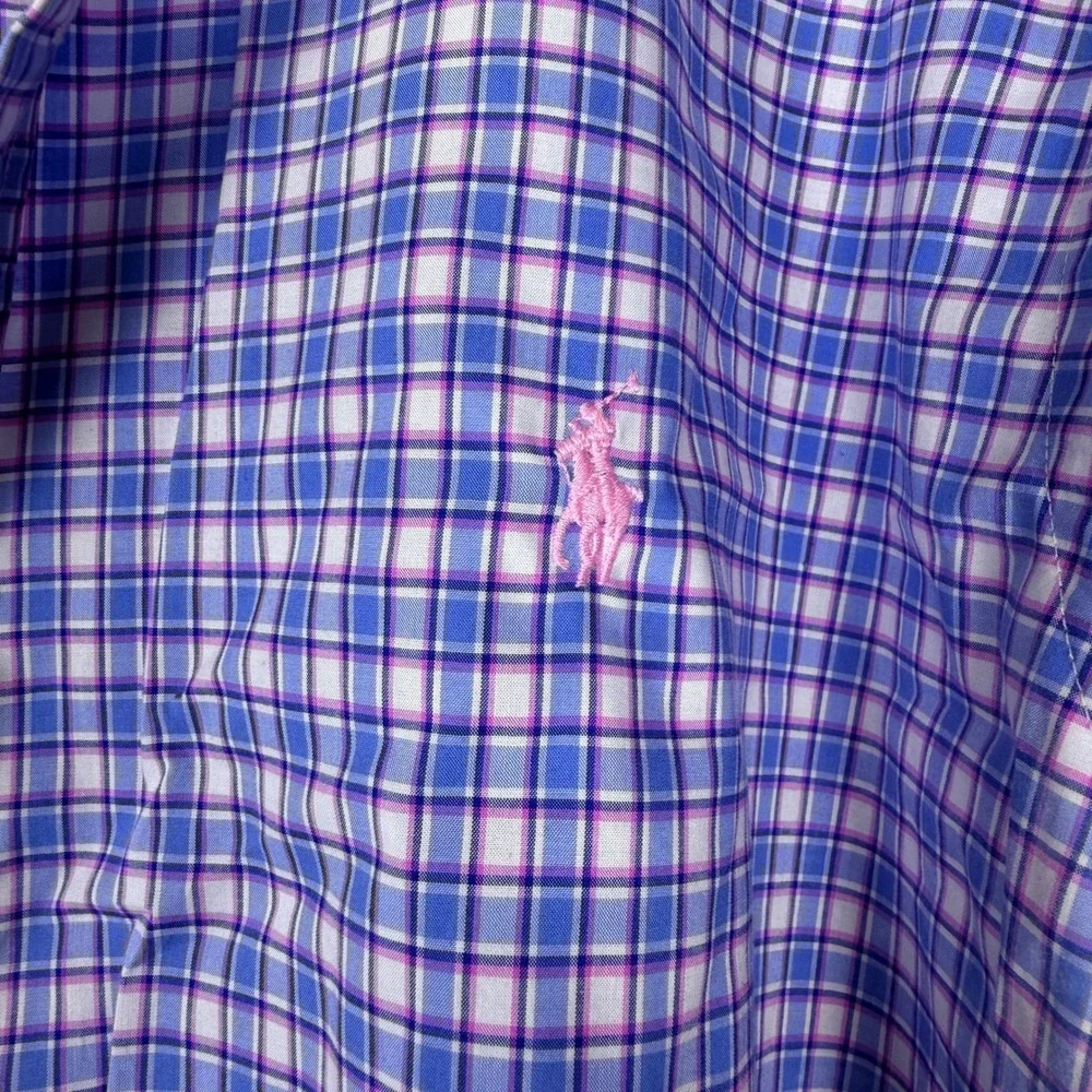 Polo Ralph Lauren Mens XL Plaid Button Down Shirt Blue Pink White Long Sleeve